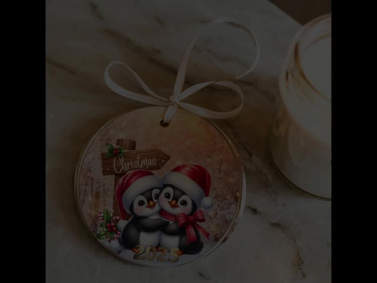 【お値下げしました！】プレゼントを届けるペンギンさんのクリスマスオーナメント① ペンギンのクリスマスオーナメント、2025年のホリデーギフト、かわいい